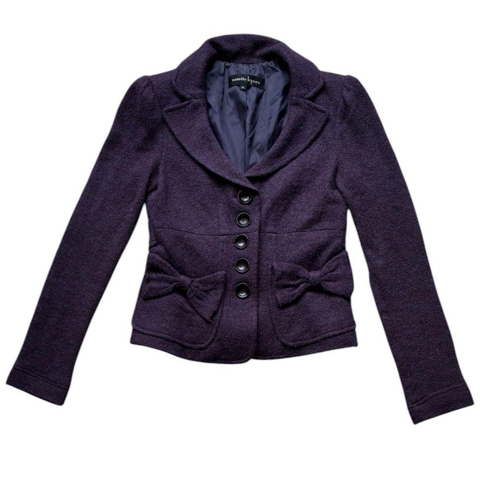 Nanette Lepore Vintage y2K Women’s Purple Wool Blend Blazer Jacket Size XS